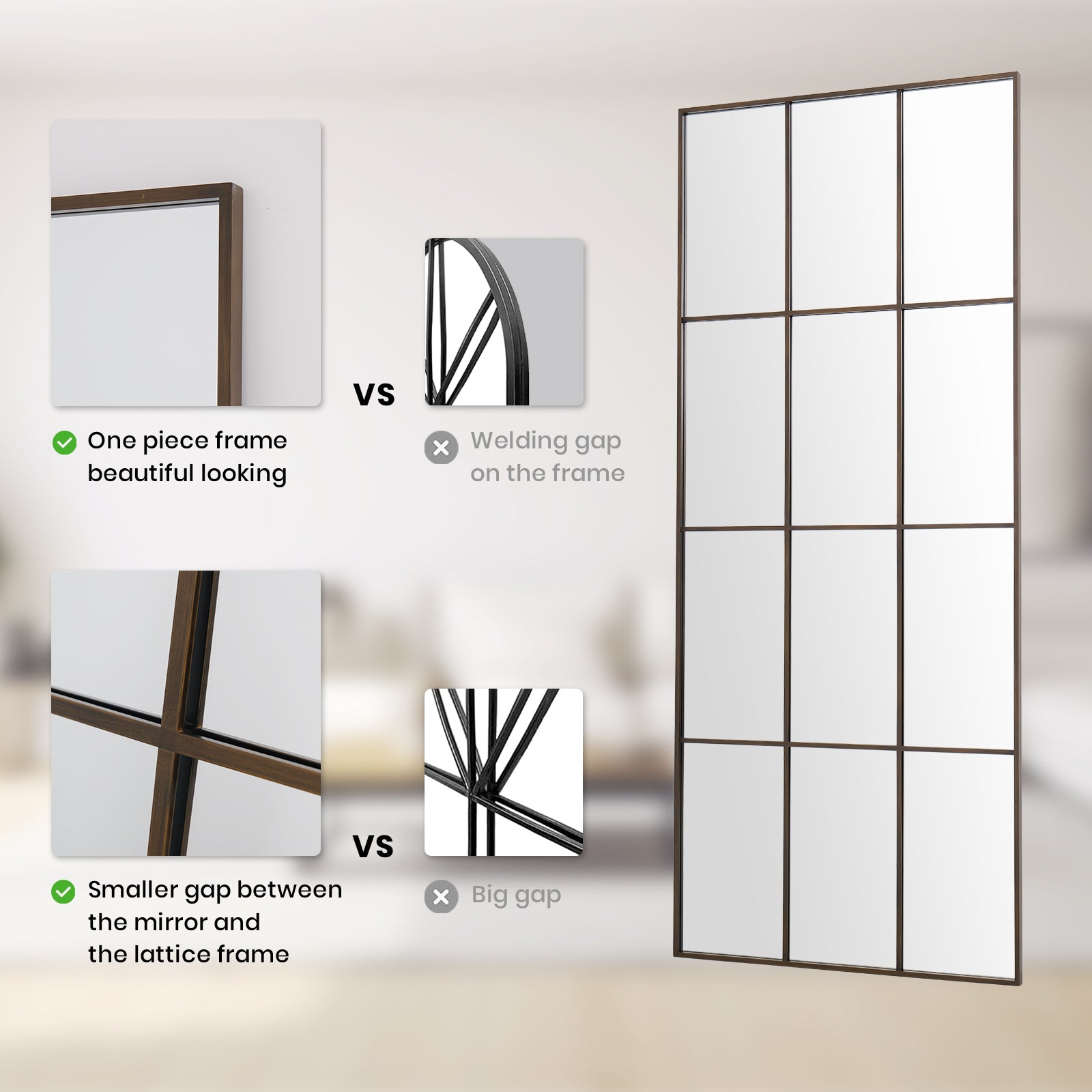 Ipromirror Arcadia - Grid Full Length Floor Mirror