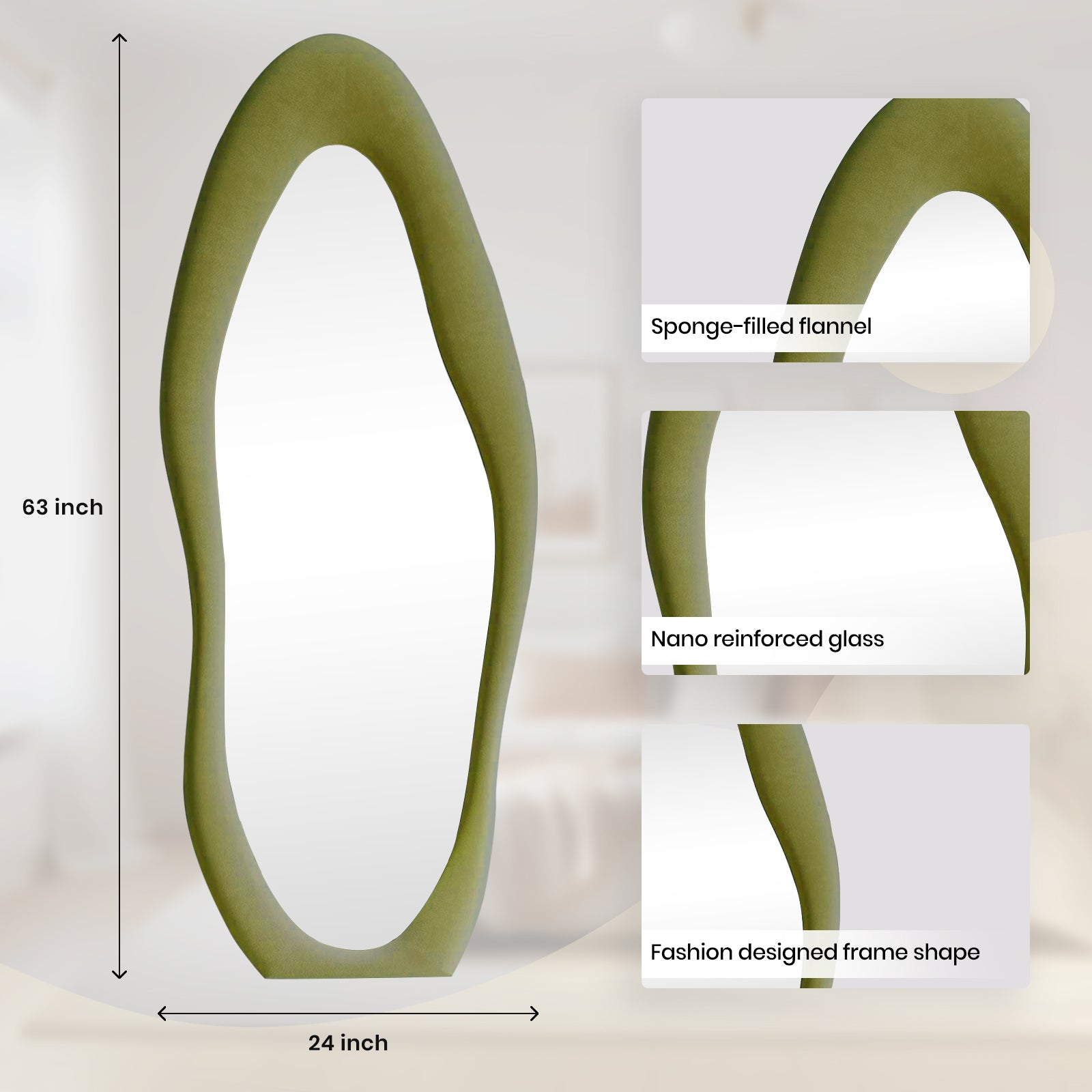 Ipromirror Cirrus - Cloud Flannel Floor Mirror 24"x63"