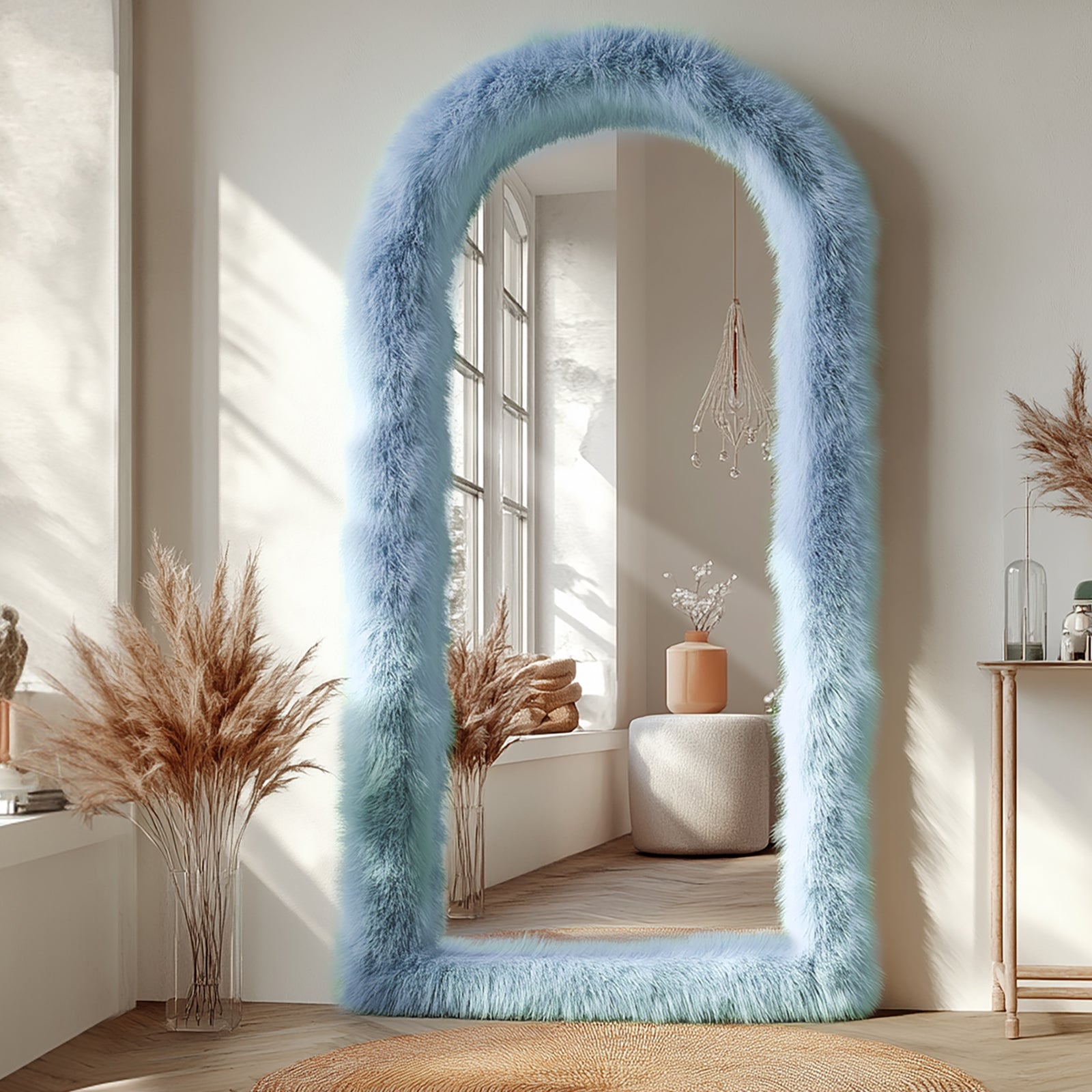 ipromirror Swan - Faux Fur Arched Full Length Mirror
