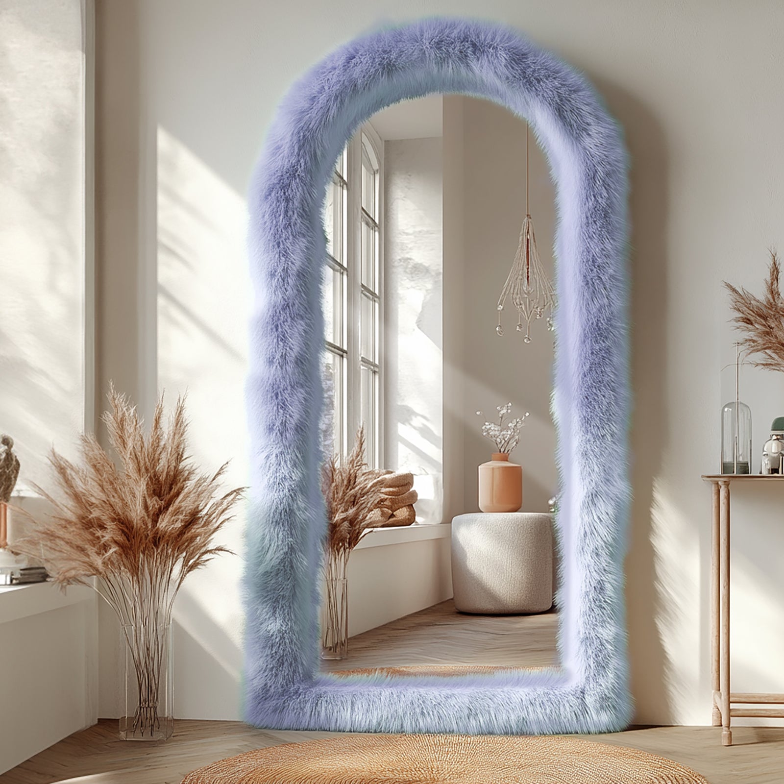 ipromirror Swan - Faux Fur Arched Full Length Mirror