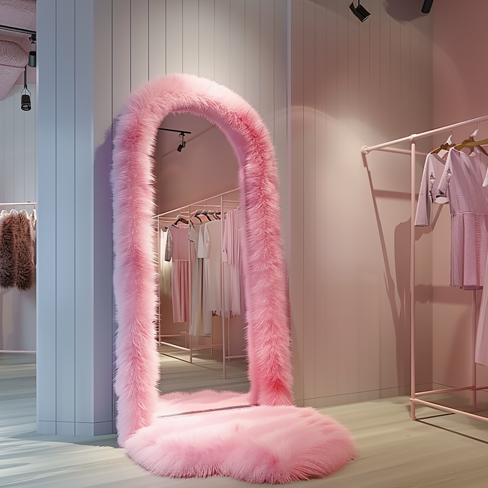 ipromirror Swan - Faux Fur Arched Full Length Mirror