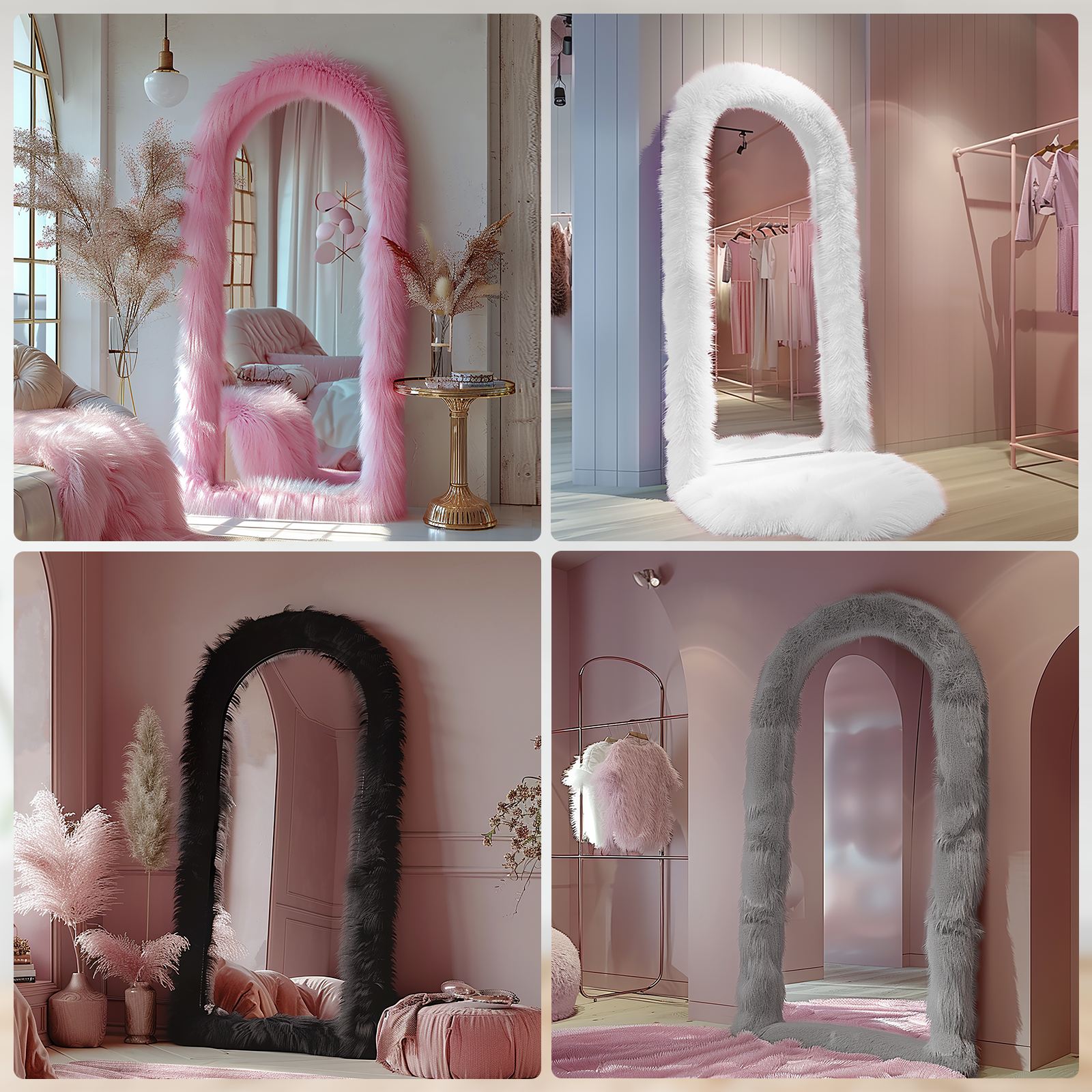 ipromirror Swan - Faux Fur Arched Full Length Mirror